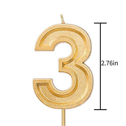 Luter Gold Glitter Number Birthday Candle 2.76 Inch Cake Topper Decoration