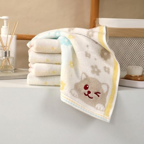 Kissvian 2-Pack Cute Cat Hand Towel Set - Soft Cotton Decorative Washcloths