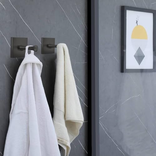 DGYB Matte Black Stainless Steel Shower & Bathroom Towel Hooks Set of 2