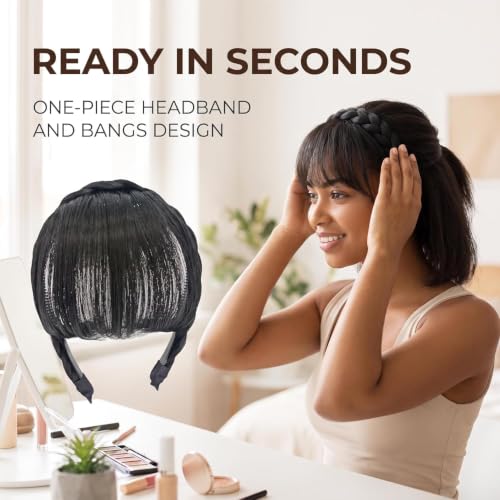 Clip-On Synthetic Hair Bangs Headband Natural Looking Hair Piece