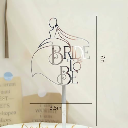 Bride to Be Acrylic Cake Topper Silver for Bridal Shower Engagement