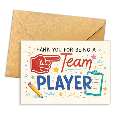 Team Player Appreciation Greeting Card with Envelope - Motivational Employee Gift