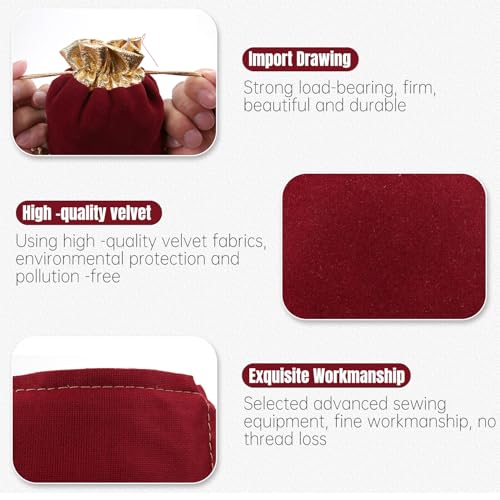 12pcs Velvet Drawstring Bags - 4x4.7 Inch Jewelry Gift Pouches