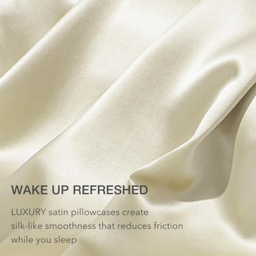 Ivory Satin Pillowcases - Pack of 2, Standard Size for Hair & Skin