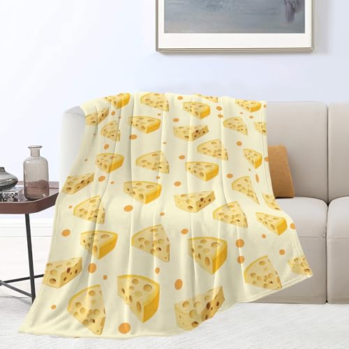 Cheese Throw Blanket 60x50 Inches Cozy Fuzzy Plush Fleece Warm Bedding Gift for Man Woman