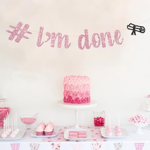 I'm Done Graduation Banner - Pink Glitter Party Decor