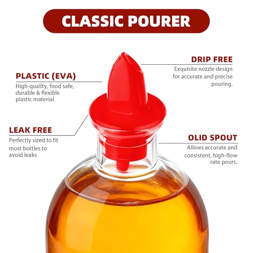6-Pack Plastic Liquor Pourers - Precision Spouts for Syrups & Drinks