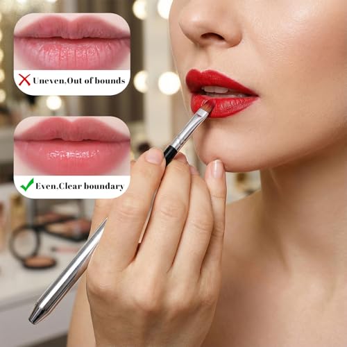 Sorcristy 2 Pcs Retractable Lip Brush with Cap for Travel Lipstick