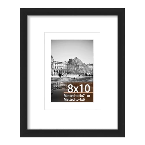 YCCXBW 8x10 Picture Frame with Mat for 4x6 & 5x7 Photos - Black