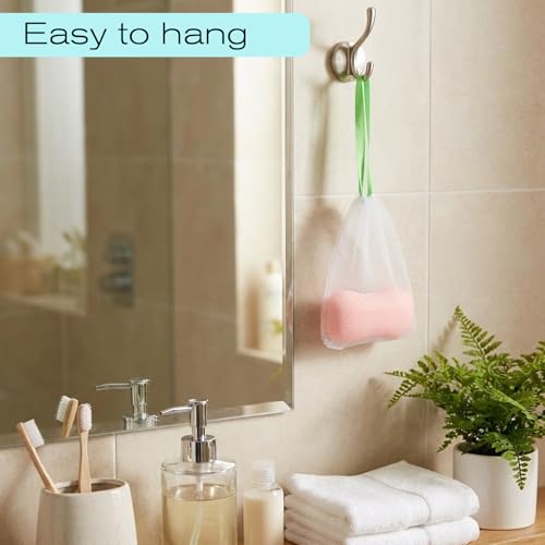 Styquenzer 10 Pack Exfoliating Mesh Soap Pouches - Soft Soap Saver Bags with Drawstring for Bath and Shower