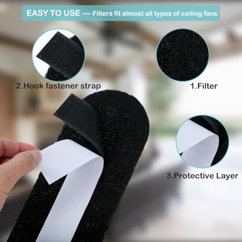 Palmhill Ceiling Fan Blade Air Purifier Filters - Black, 5 Pack