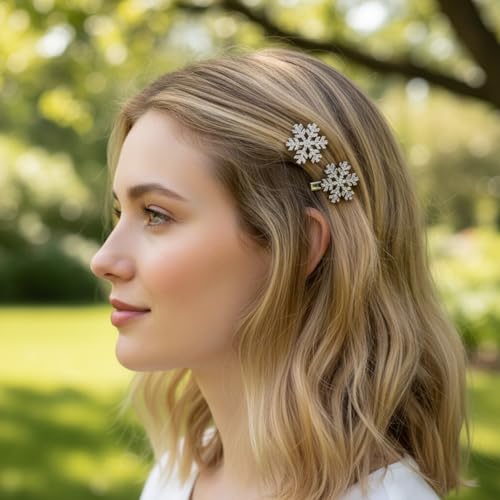 Silver Rhinestone Snowflake Alligator Hair Clips 5Pcs