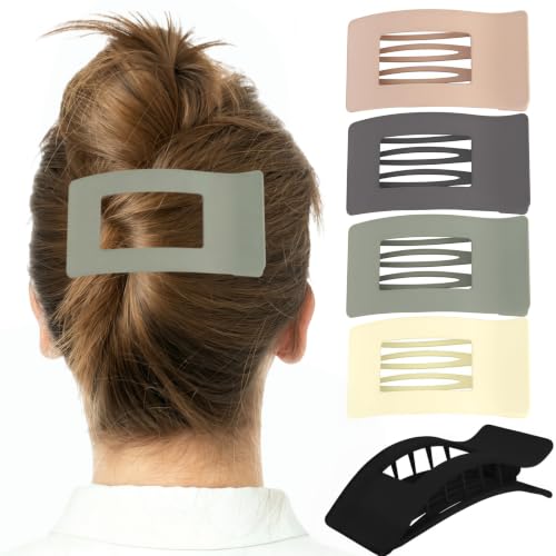 FASOTY Large Flat Hair Claw Clips for Thick Hair, 5 Pack Matte No Slip