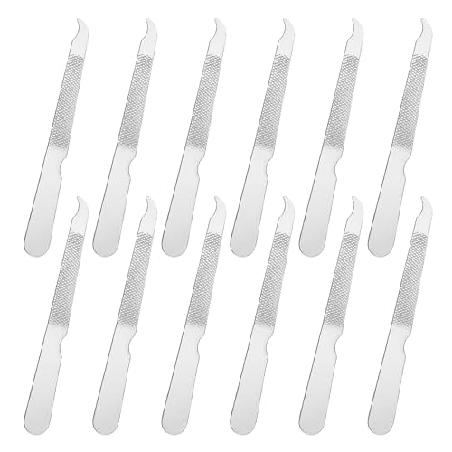 Zelphvt 12 Pcs Metal Nail Files - 3.6 Inch Stainless Steel Fingernail Files with Cleaner Tip