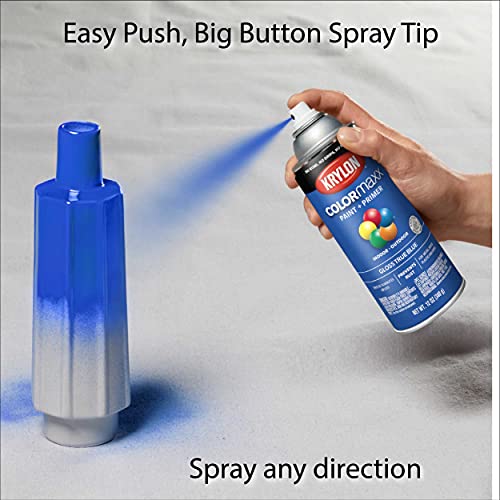 Krylon COLORmaxx Spray Paint and Primer, Gloss True Blue, 12 oz (Pack of 2)