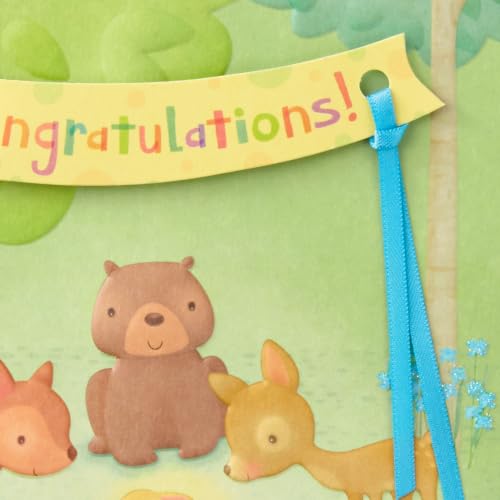 Hallmark Baby Shower Card for New Parents Animals in the Woods Welcome Baby Congratulations Gender Reveal