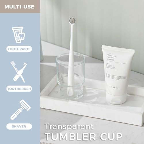 Aomasi Transparent Glass Toothbrush Cup for Bathroom Sink & Vanity