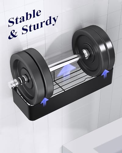Kitsure Large Shower Caddy - Adhesive Rustproof Bathroom Organizer, Black