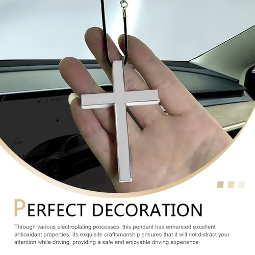 Zinc Alloy Cross Rearview Mirror Pendant - Christian Car Decor