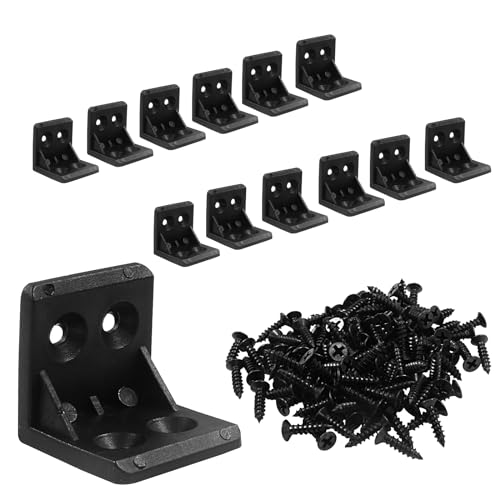 Black Plastic Corner Brace L Bracket - 1x1 Inch, 30 Pcs