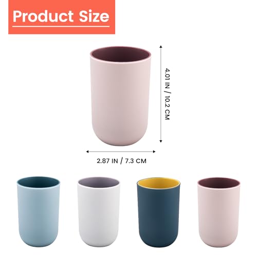 Set of 4 Unbreakable Plastic Bathroom Tumblers - BPA-Free Cups