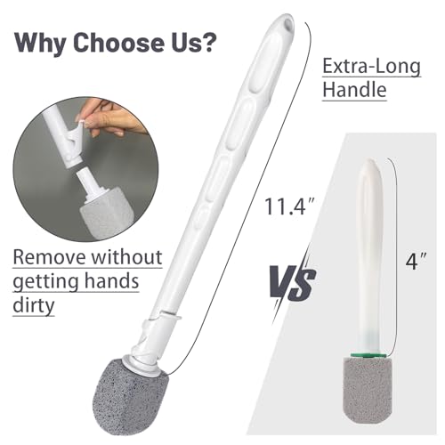 ENWARUTU Pumice Stone Toilet Bowl Cleaner Wand with 5 Refills (Gray)
