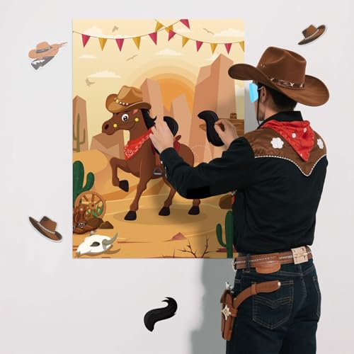 Pin the Tail on the Horse Game - Cowboy Party Supplies for Kids