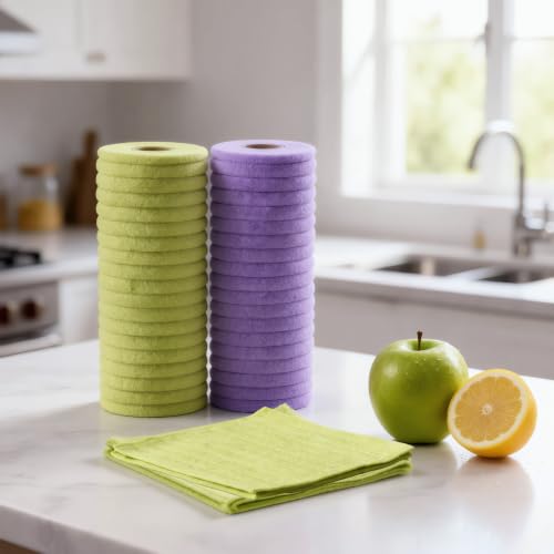 Purple Reusable Cleaning Cloths - 20PCS Lint-Free Microfiber Rags