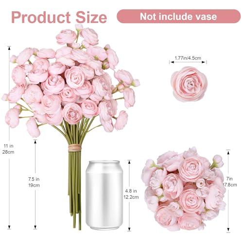 Shabby Blush Ranunculus Artificial Flowers 18 Pcs for DIY Bouquets & Decor