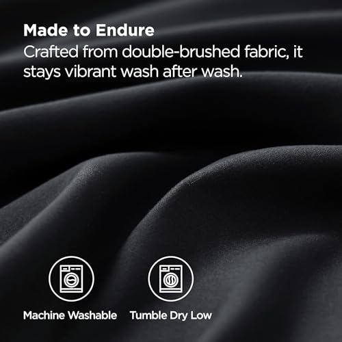 Queen Size Black Pillowcase Set of 2 - Microfiber Wrinkle & Stain Resistant Bed Pillow Covers