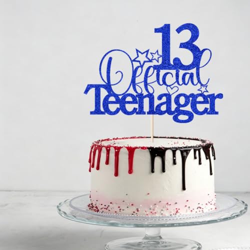 13 Official Teenager Cake Topper Dark Blue 13th Birthday Party Decor