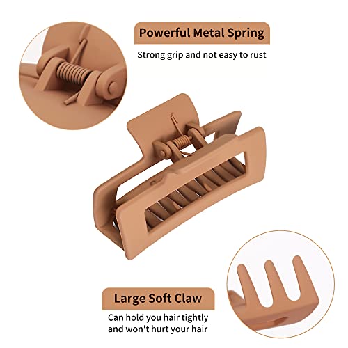 Vsiopy 6pcs Matte Square Claw Hair Clips 3.5 Inch for Thick and Thin Hair