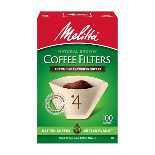 Melitta #4 Unbleached Coffee Filters - 100 Count Natural Brown