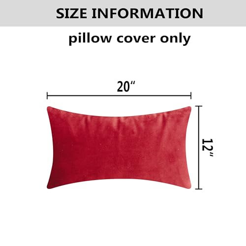 Home Brilliant Velvet Throw Pillow Cover 12x20 for Lumbar Support - Red