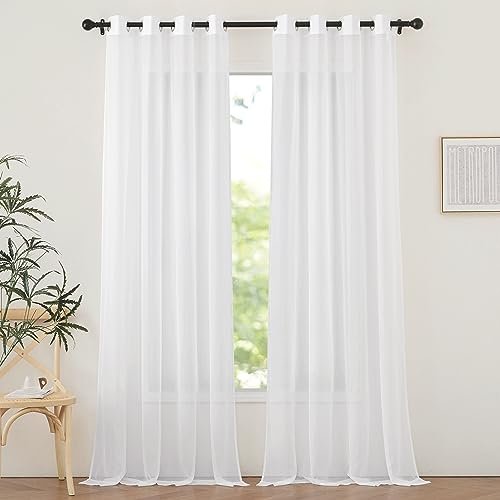 NICETOWN Ivory Sheer Curtains 108 Inches Long, Grommet Top Voile Panels - 2 Pack