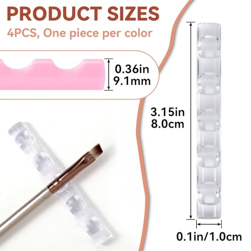 SmallCat 4 Pcs Acrylic Nail Art Brush Holder Stand Multi-Color
