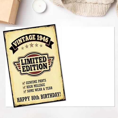Funny 80th Birthday Card for Men 1946 Vintage Joke Greeting Card