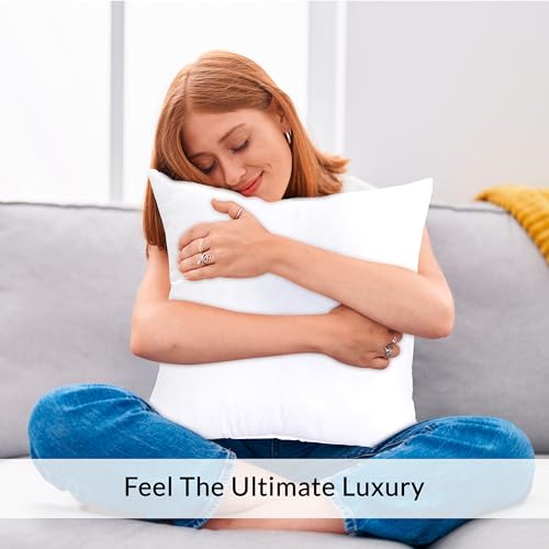 12x12 White Pillow Insert Pack of 1 - Down Alternative Square Cushion for Bed & Couch