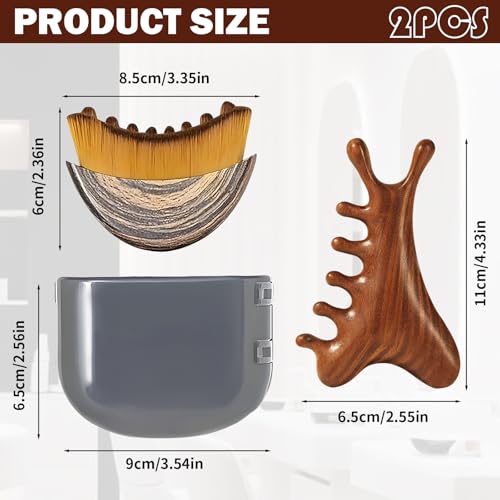 Lymphatic Contour Face Brush & Wooden Facial Massage Tool Set