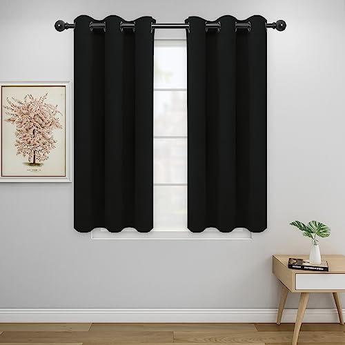 Easy-Going Thermal Blackout Curtains - 2 Panels, 34x45 in, Black