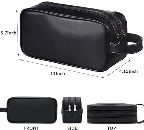 PU Leather Travel Toiletry Bag & Makeup Organizer, Black