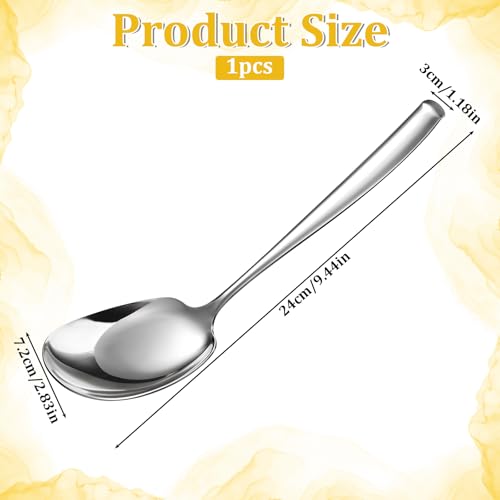 Ezymivs Stainless Steel Serving Spoon 9.5 Inch Heavy-Duty Metal Spoon