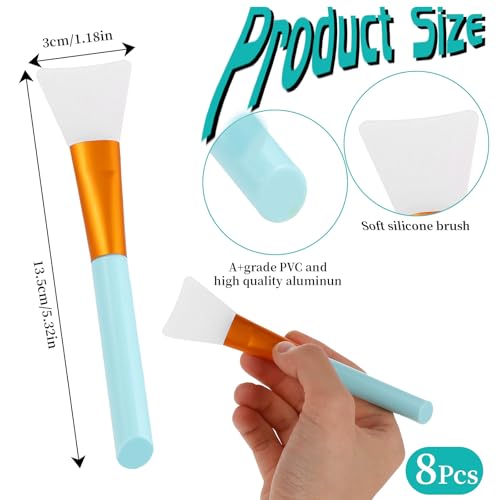 Tucnoeu 8pcs Silicone Face Mask Brush Soft Applicator for Mud and Clay