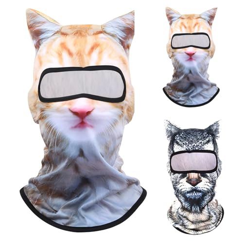 3D Cat Ski Balaclava Sheisty Face Mask with Ears Cute Animal Ski Mask Suitable for Music Festivals Raves Party Activities