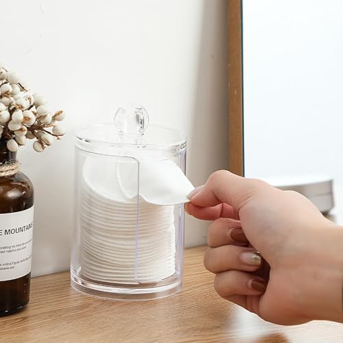 AkoSlale Cotton Round Holder with Lid - Clear 10oz Pad Dispenser