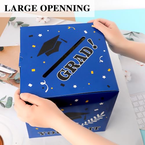 Graduation Card Box 2026 - Foldable Blue & Black Card Holder