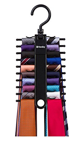 Tenby Living 2-Pack Black Tie Rack Organizer, 20-Tie Rotating Hanger