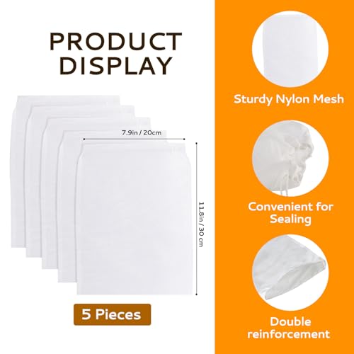 5 Pcs Ultra Fine Mesh Strainer Bags - 12x8 Inch Reusable Cheesecloth