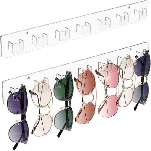 Clear Sunglasses Organizer Wall - 2-Pack Acrylic Eyewear Holder
