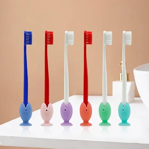 Mini Fish Silicone Toothbrush Holder Caps - 6 Pack for Travel